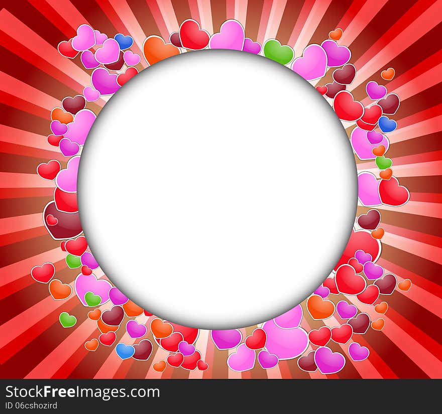 Valentines Day beautiful background with ornaments and heart.