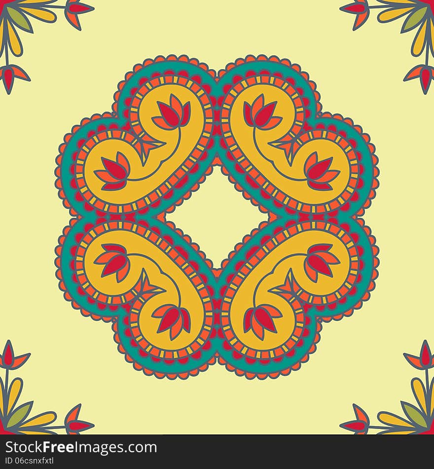 Vector illustration with vintage floral pattern for print, embroidery. Vector illustration with vintage floral pattern for print, embroidery.