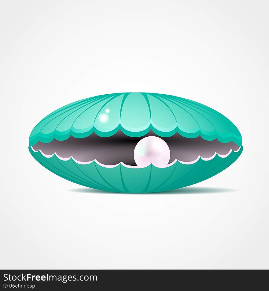 Blue shell with a pearl inside vector illustration. This is file of EPS10 format.