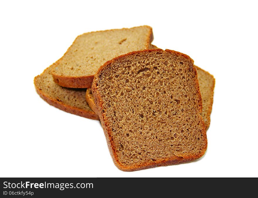 Pieces of bread on the white background. Pieces of bread on the white background