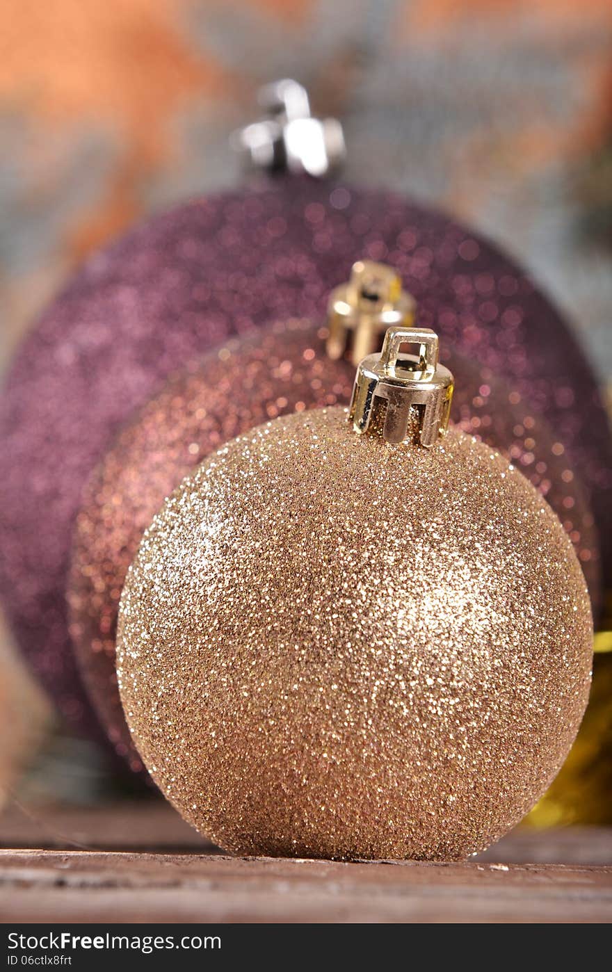 Christmas balls  on wooden background