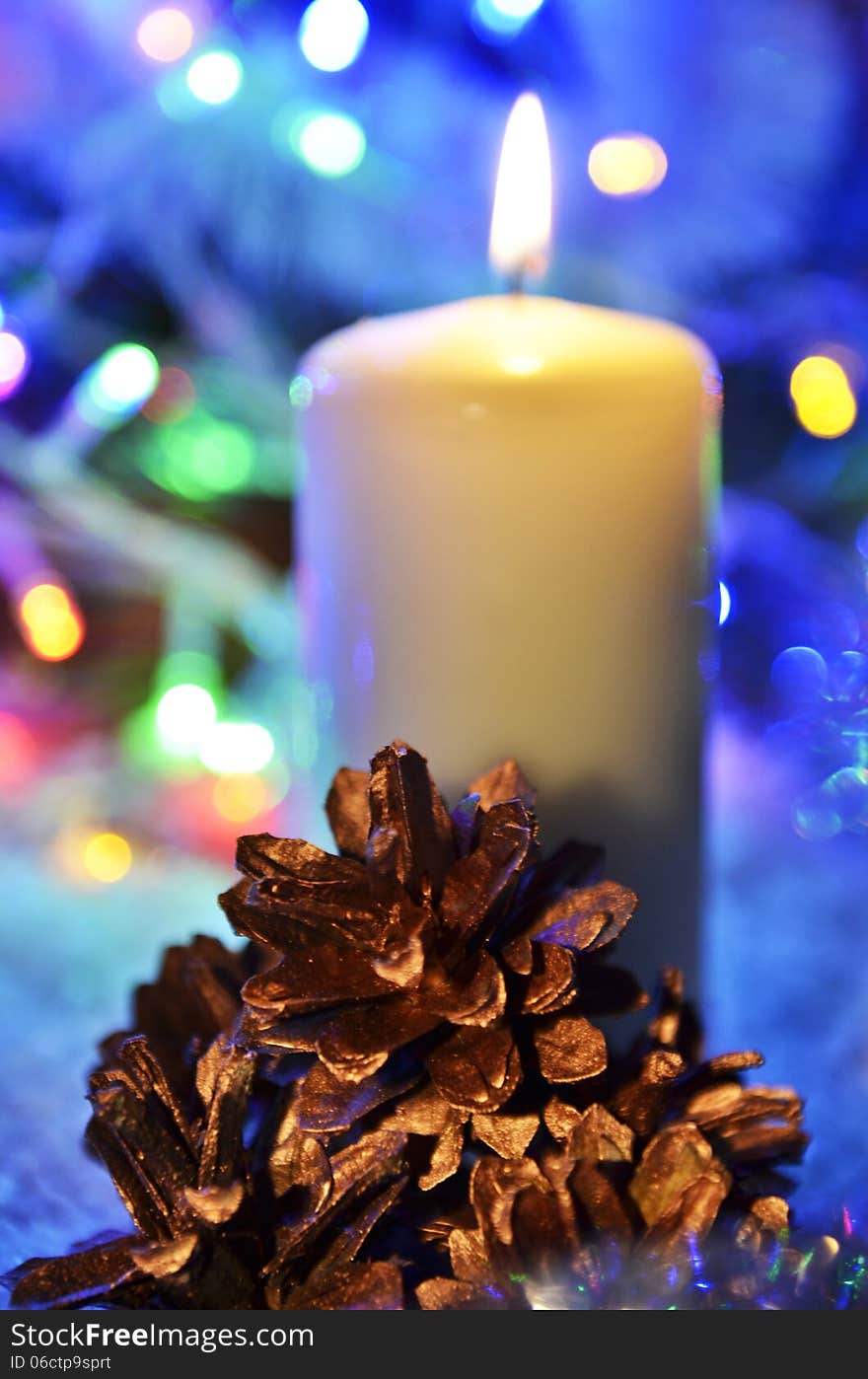 Christmas Candle And Cones