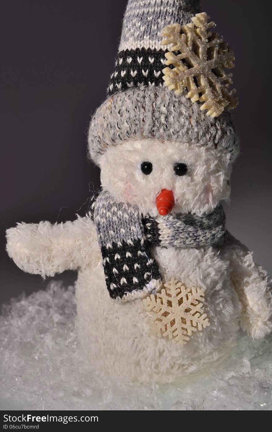 New Year`s Snowman And Snow