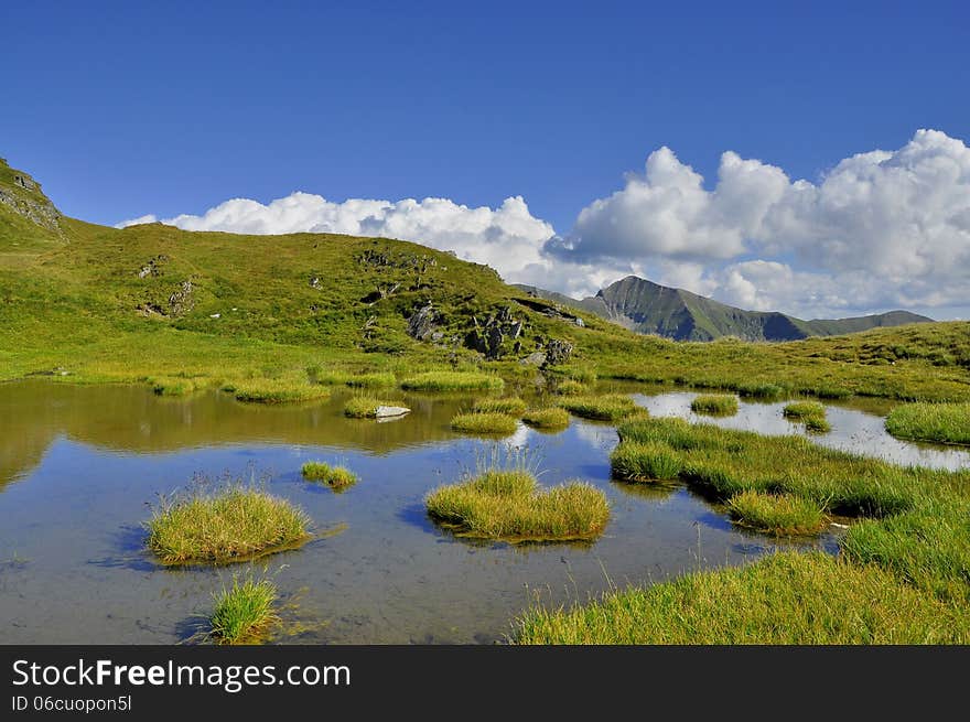 Romanian Carpathians - beautiful view from Capra lake. Romanian Carpathians - beautiful view from Capra lake