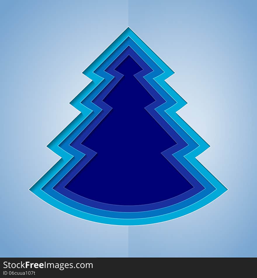 Blue paper christmas tree on white background. RGB EPS 10. Blue paper christmas tree on white background. RGB EPS 10