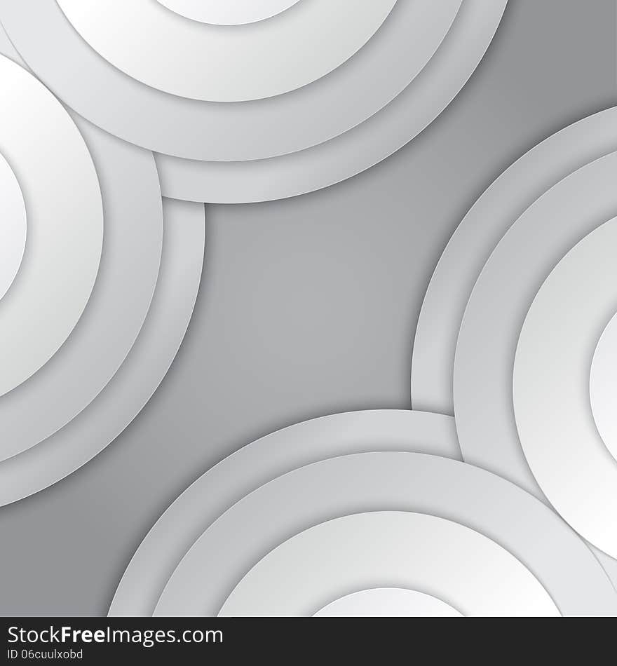 Abstract grey paper circles vector background