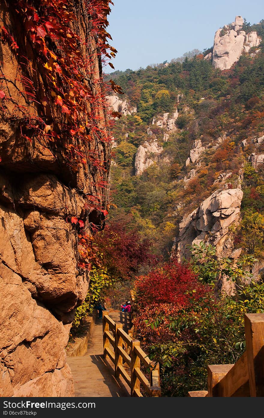 Laoshan mountains beautiful autumn scenery of China