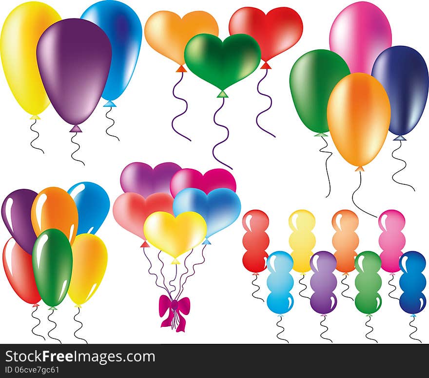 Different bright shapes of balloons