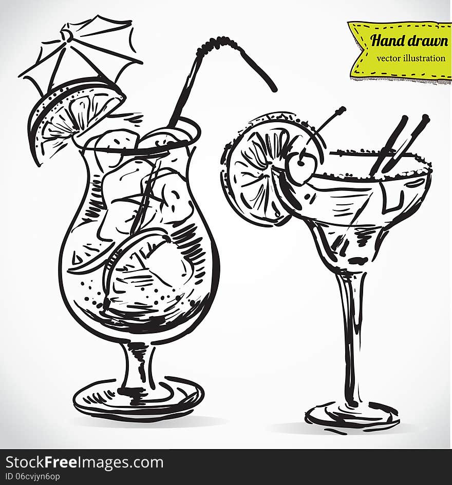 Hand drawn illustration of cocktail.