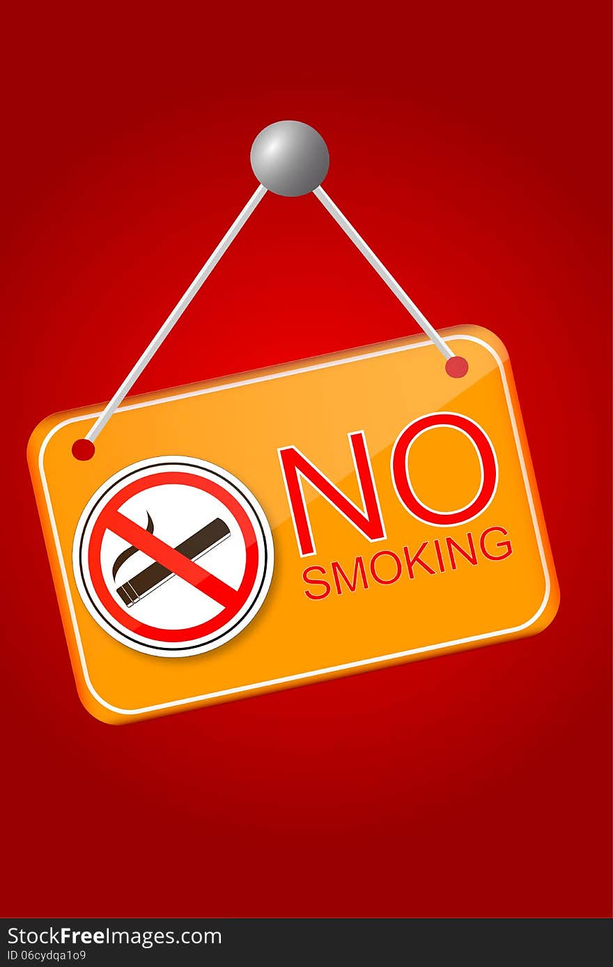 Shiny Sign - No Smoking Area, red background. Shiny Sign - No Smoking Area, red background