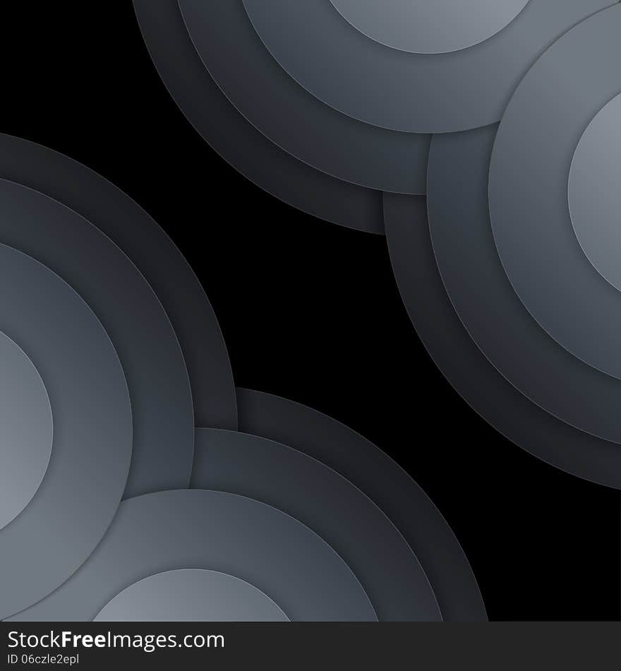 Abstract Dark Grey Paper Circles Background