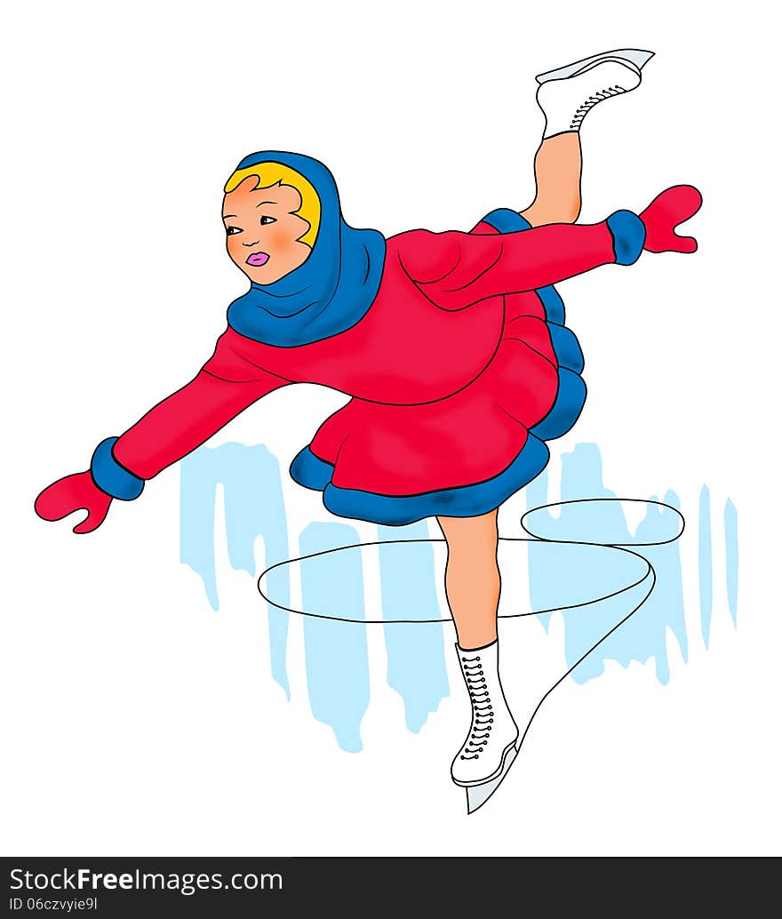 Illustration of a female figure skater. Illustration of a female figure skater.