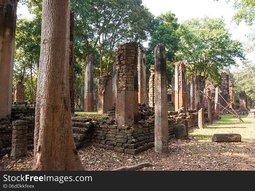 Pillar Ancient temples , Kamphaeng Phet