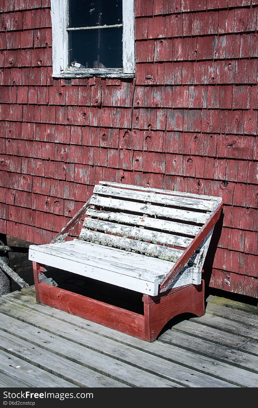 Rickety wooden bench