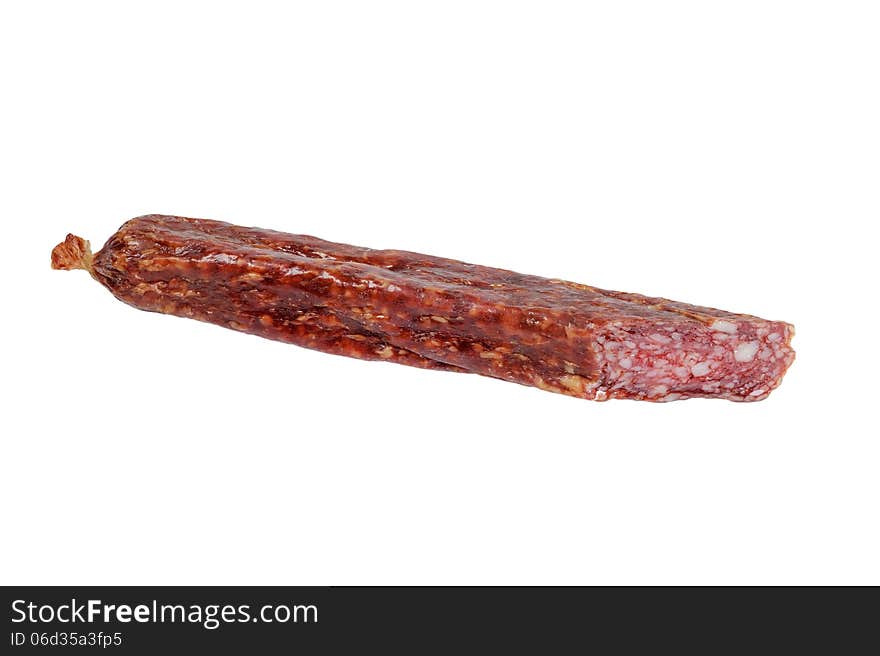 Smoked sausage isolated on white