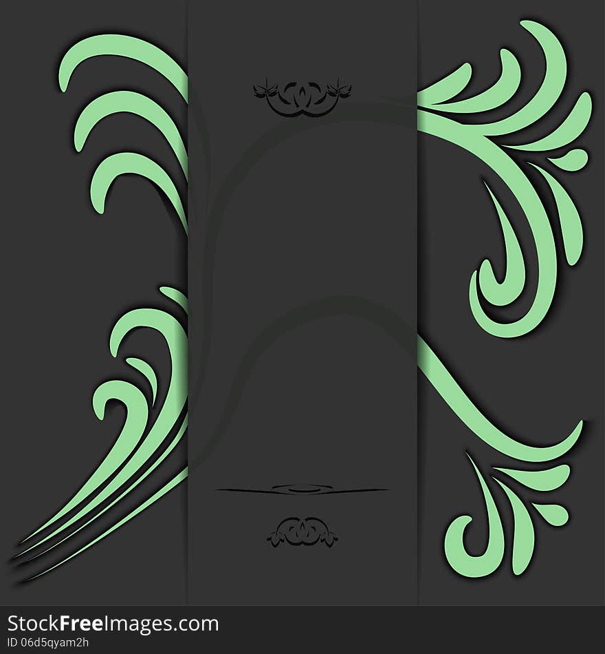 Abstract dark background with green accents. Vector illustration.