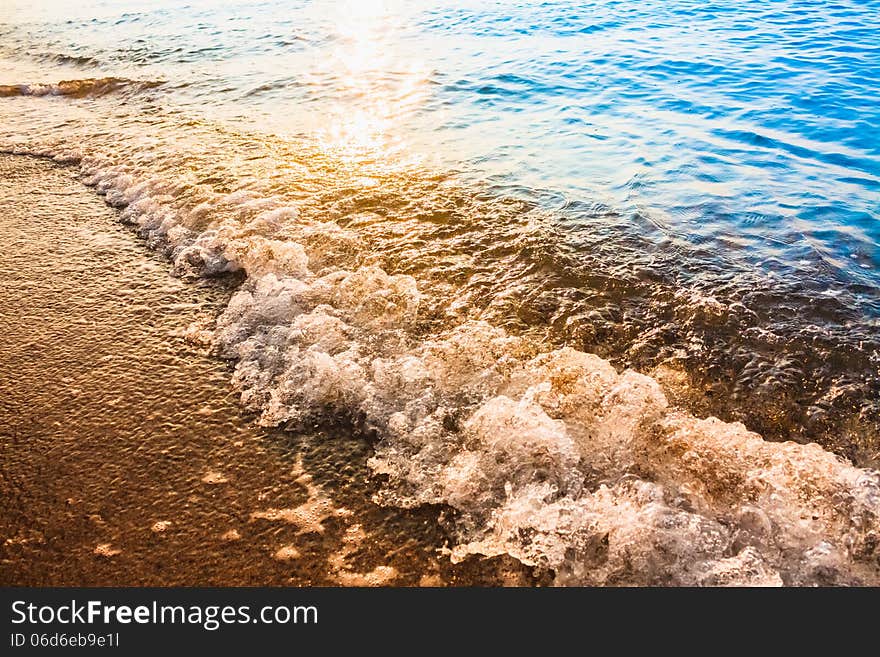 Sand beach and wave