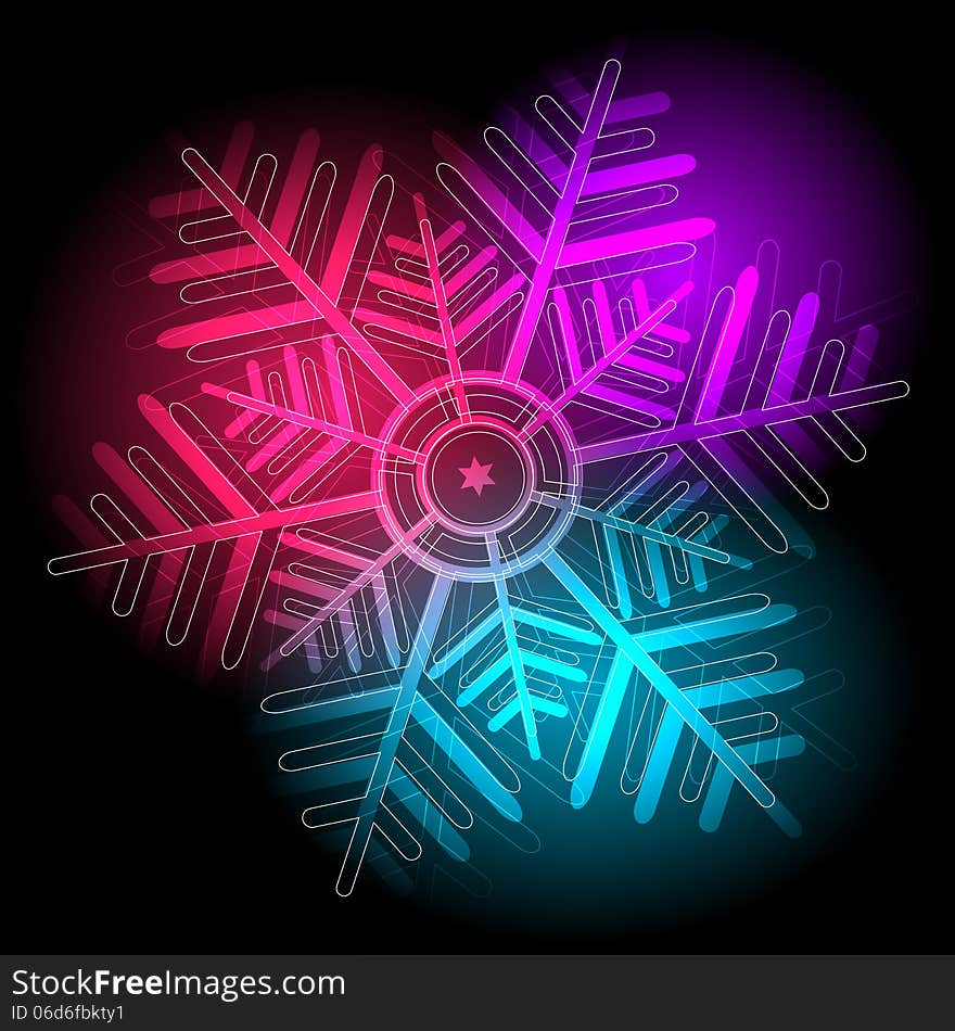 Glowing colorful snowflake