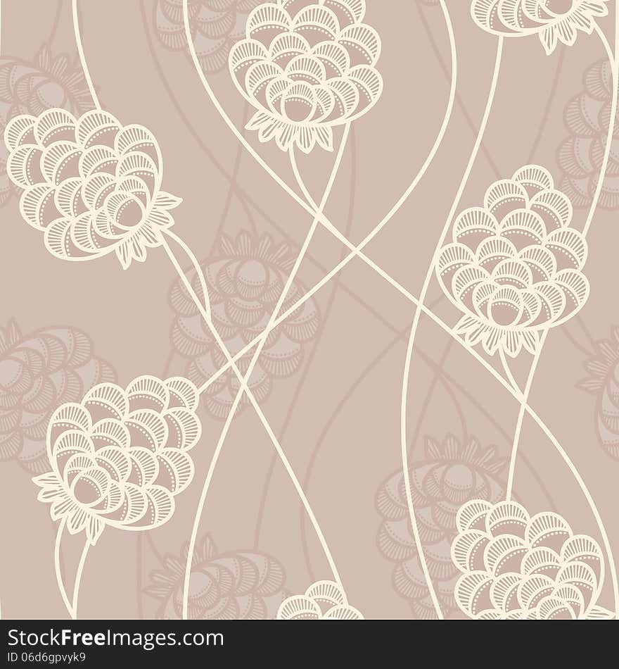 Seamless vector pattern with flowers in vintage style. Seamless vector pattern with flowers in vintage style