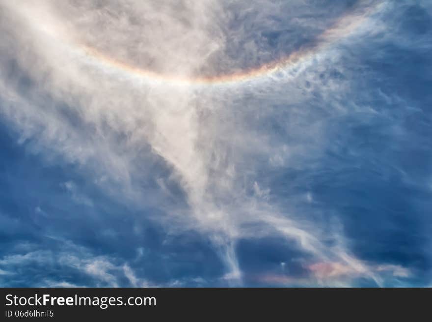 Circular rainbow around the sun in Crimea, Ukraine