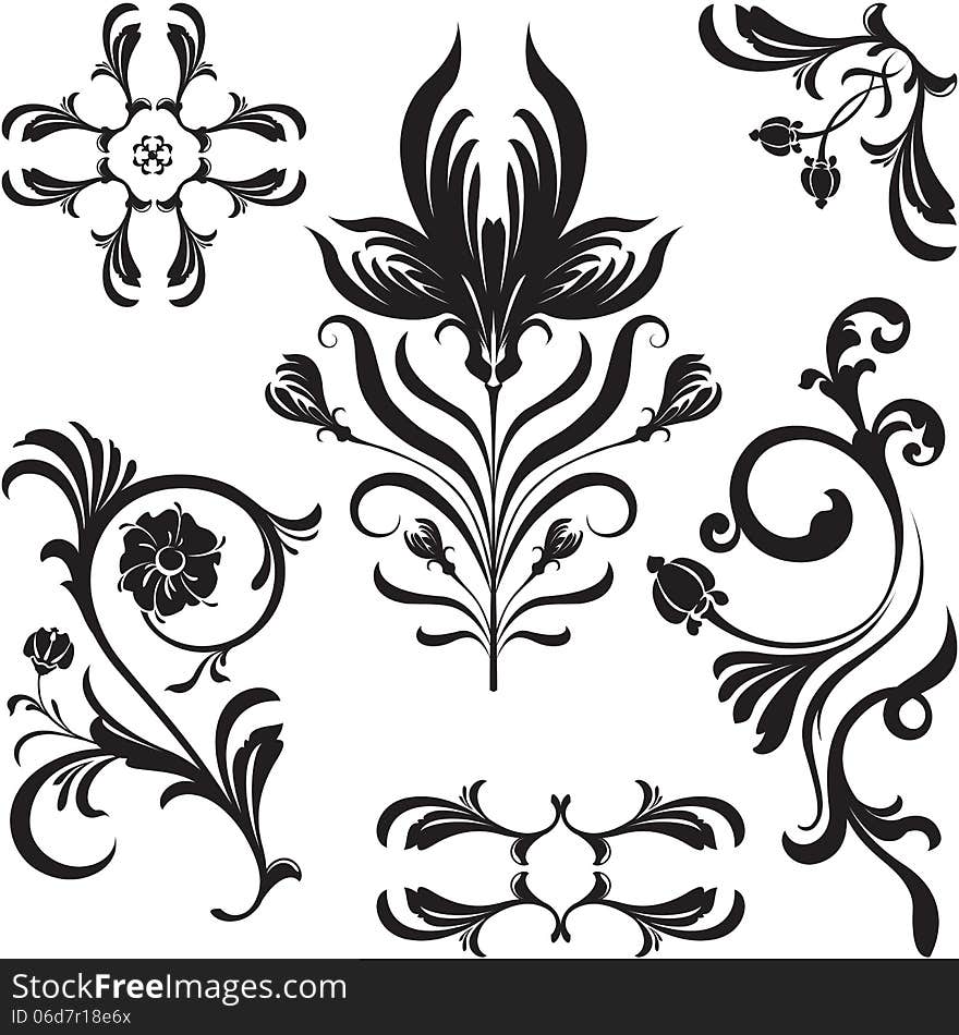 Set of Flowers Ornament Design