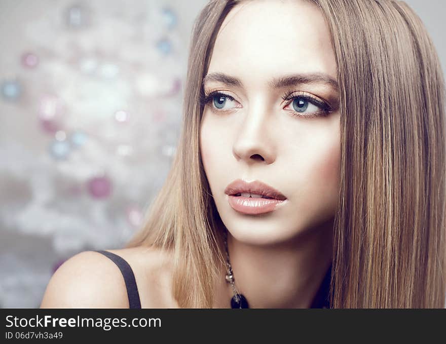 Portrait of beautiful girl with blond hair