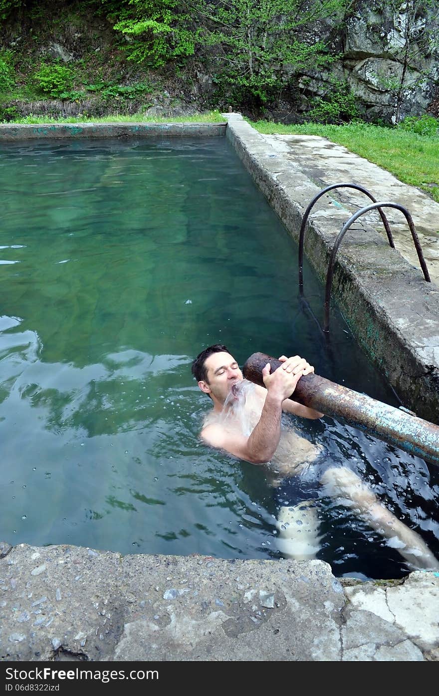 Man Bathed In Warm Spring In Borjomi