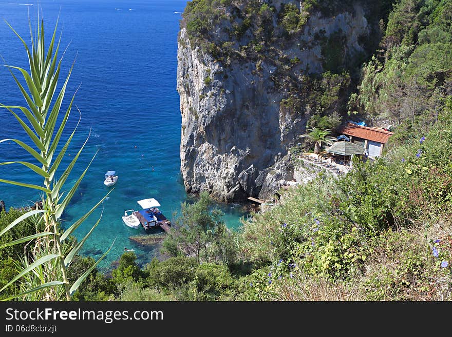 Paleokastritsa beach at Corfu island in Greece