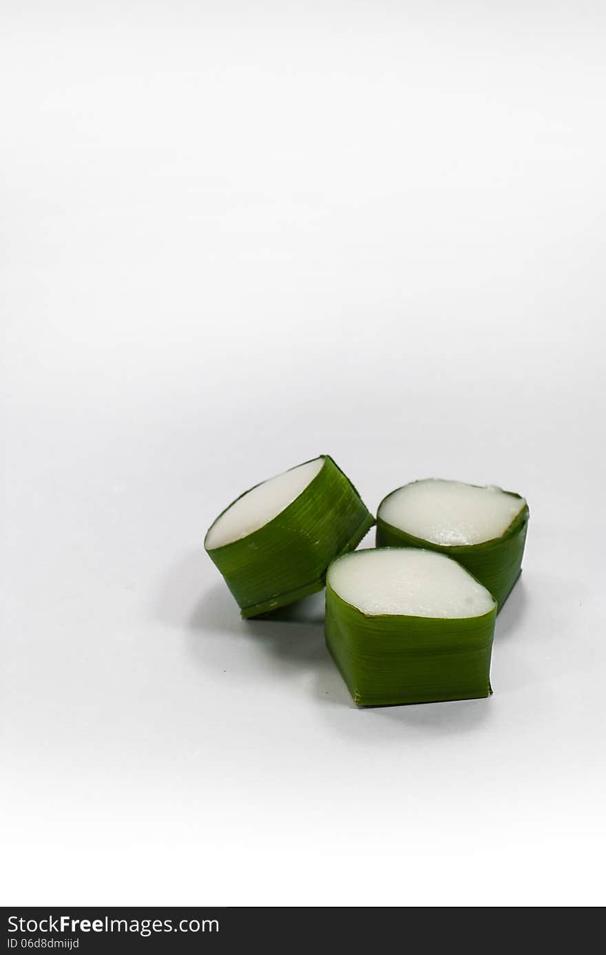 Thai Dessert sweet Coconut Milk on Banana leaf &x28;Kanom Tako&x29