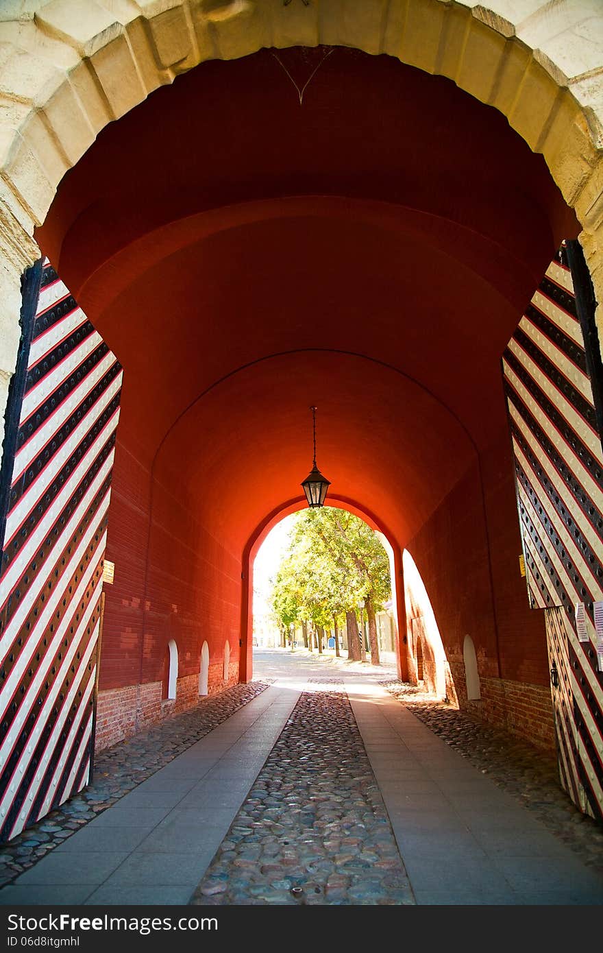 Open gates in Peter and Paul Fortress in St.Petersburg, Russia