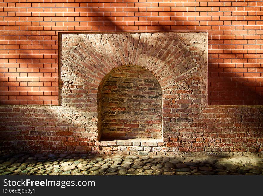 Wall made of red bricks in Peter and Paul fortress in St. Petersburg, Russia. Wall made of red bricks in Peter and Paul fortress in St. Petersburg, Russia