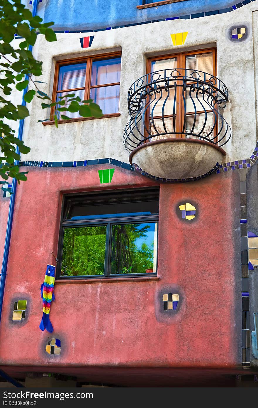 Part of a famous building in Vienna named Hundertwasser house. Part of a famous building in Vienna named Hundertwasser house