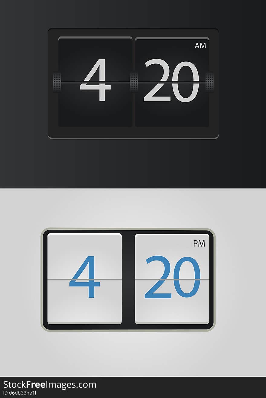 Analog flip clock vector numbers are easy to replace