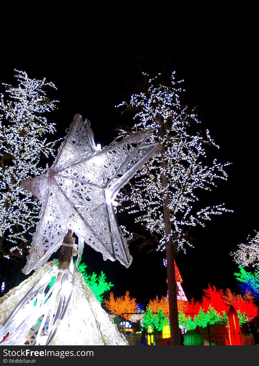 White Colour LED Star With Tree