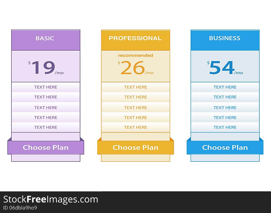 Simple pricing table web element