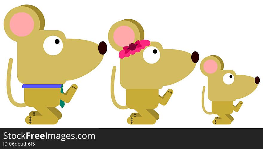 An illustration of a family made up of praying mice. An illustration of a family made up of praying mice