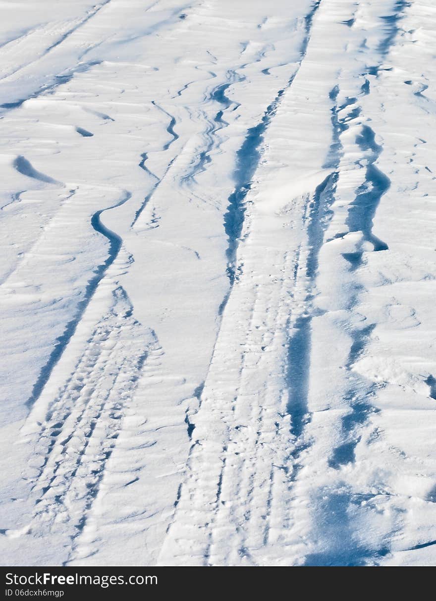 A road covered with snow. A road covered with snow