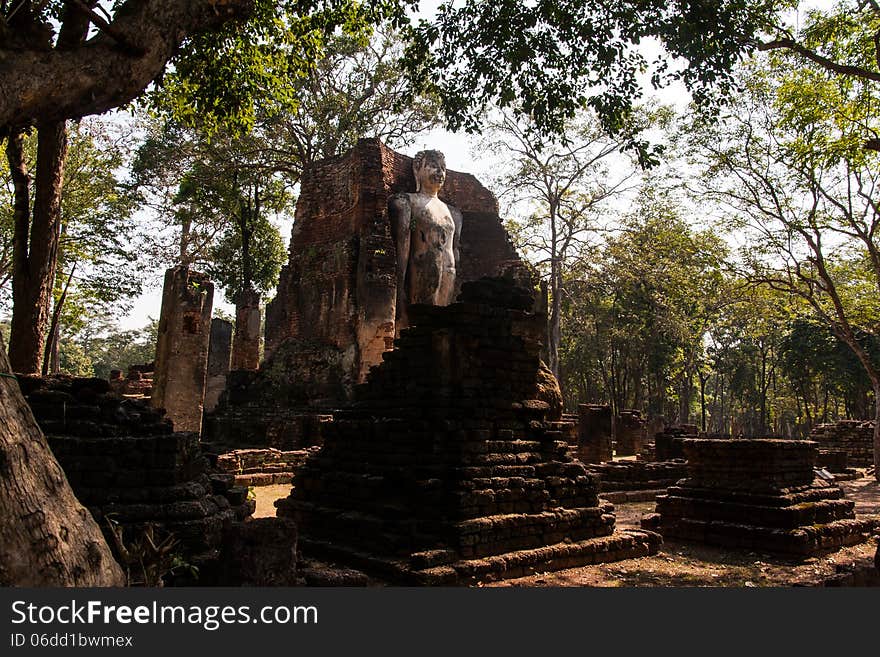 Ancient Buddha images in temple , Kamphaeng Phet. Ancient Buddha images in temple , Kamphaeng Phet