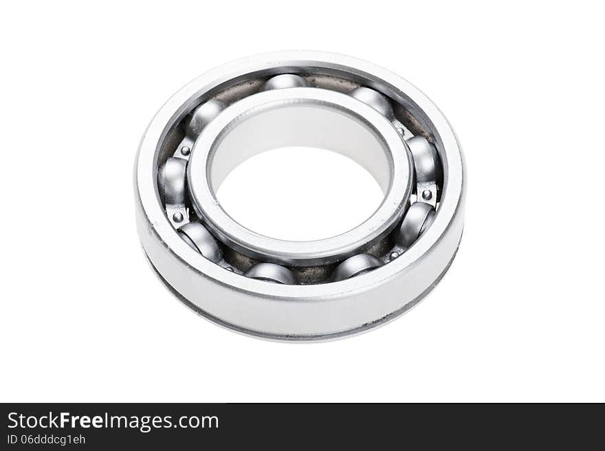 Metal chrome bearing on white