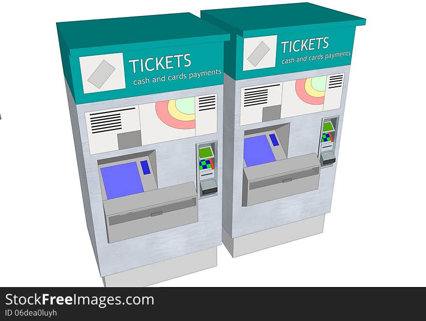 3D image of two automatic ticket machines