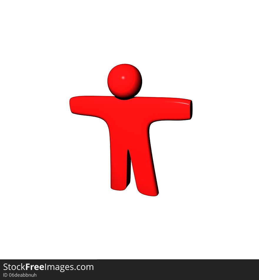 A 3D red man on a white background