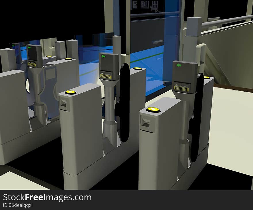 3D rendering of Automatic Ticket Gates (ATGs)