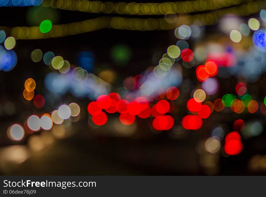 Christmas boulevard bokeh at night. Christmas boulevard bokeh at night