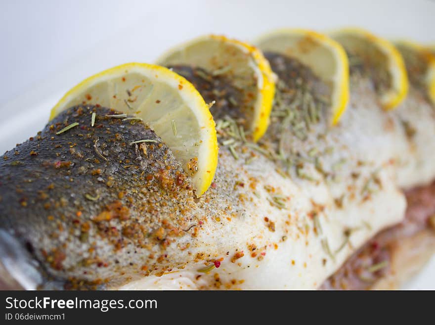 Fresh Pink Salmon Prepared For Cooking