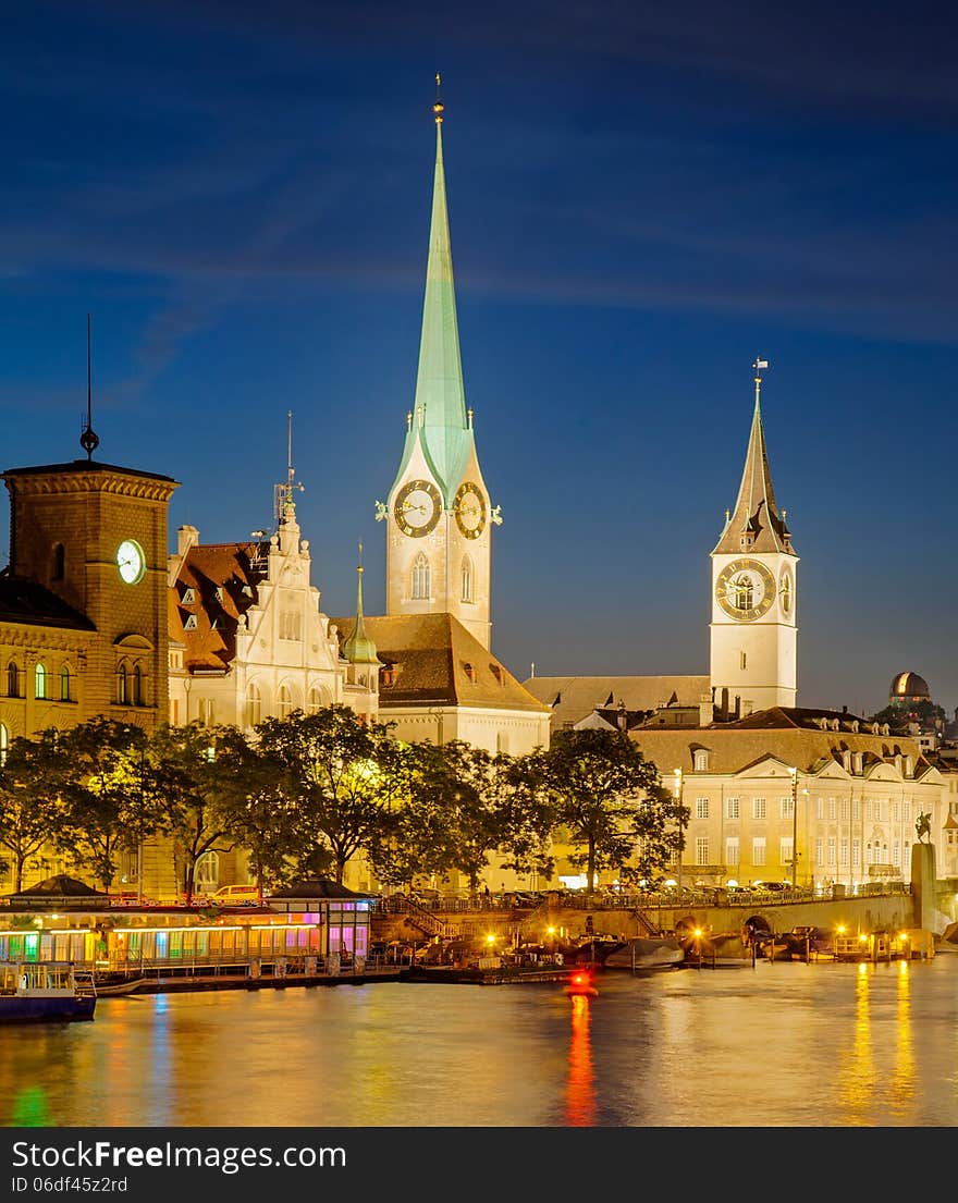 Zurich, Switzerland, summertime evening