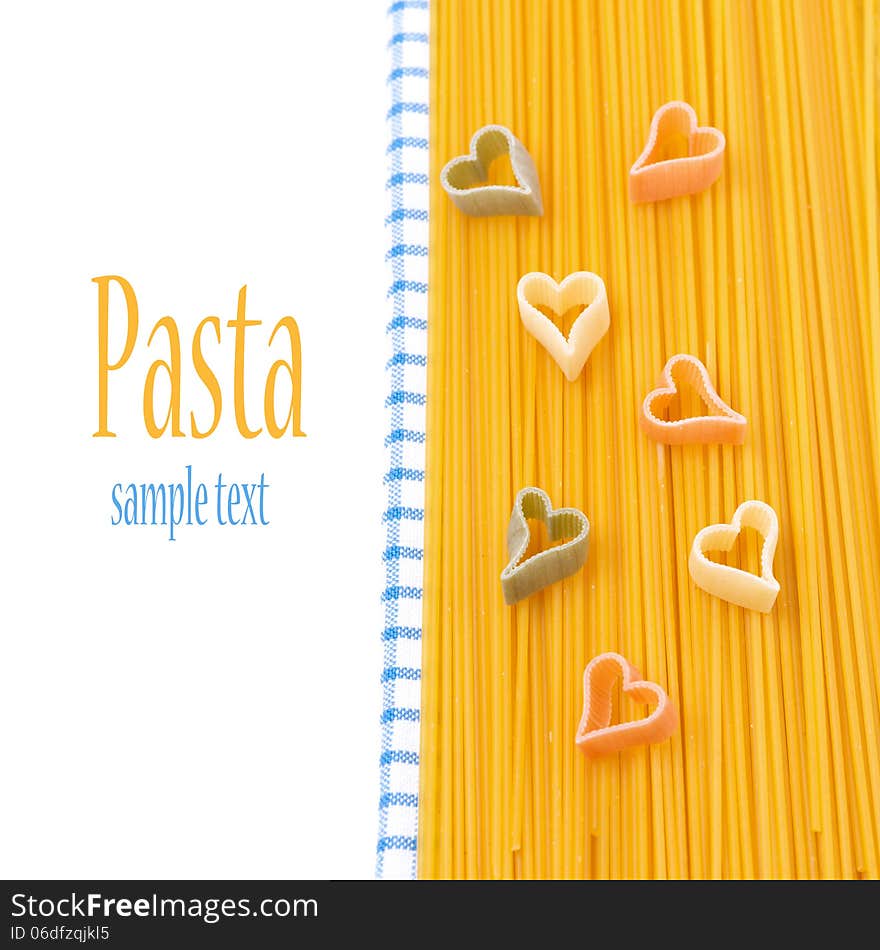 Spaghetti, Pasta In The Form Of Heart, Concept, Isolated