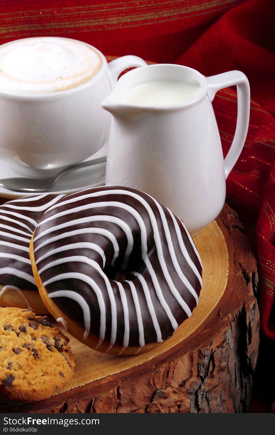 Chocolate Donuts And Cappuccino