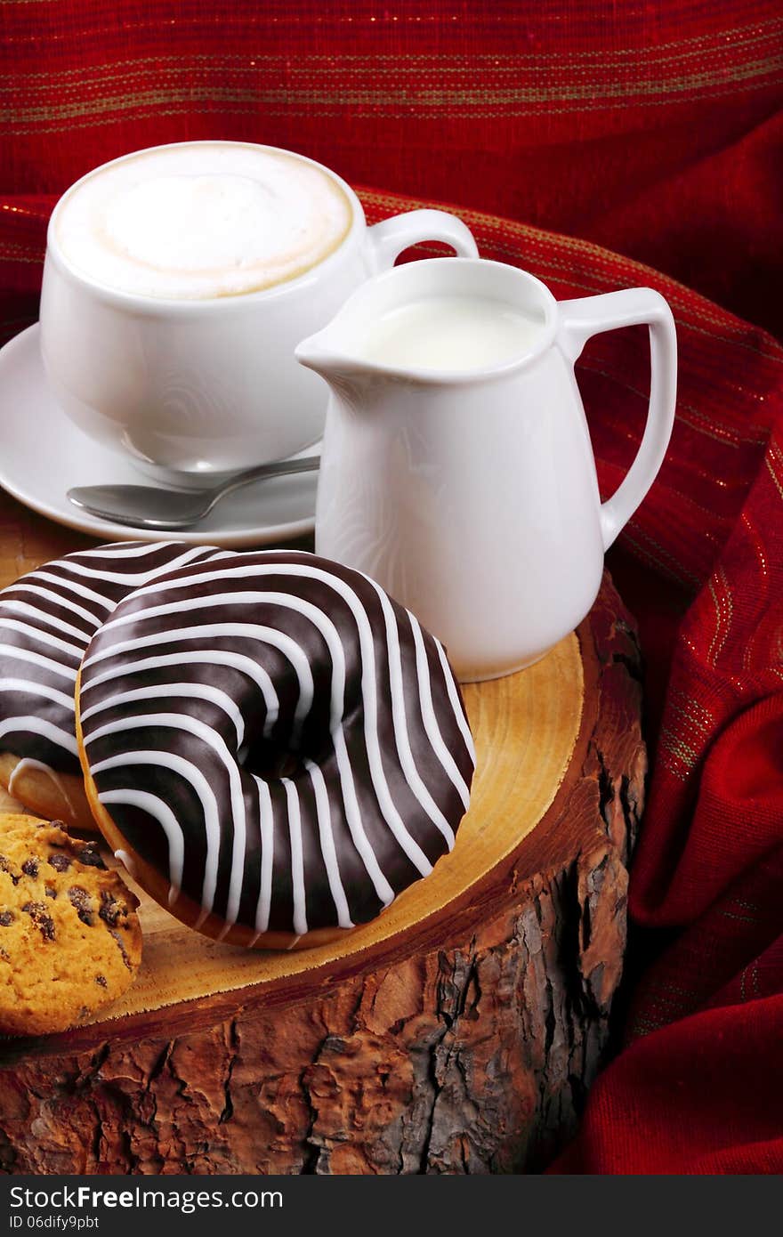 Chocolate Donuts And Cappuccino