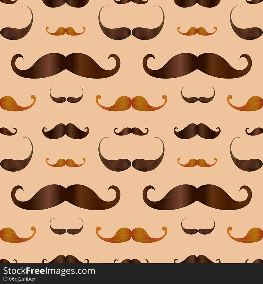 Hipster Realistic Mustache Seamless Pattern