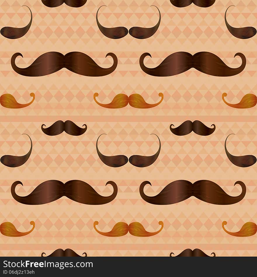 Hipster Mustache on Geometric Seamless Pattern